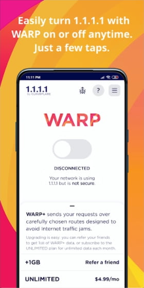 1.1.1.1 MOD APK Free WARP
